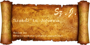 Szakáts Johanna névjegykártya